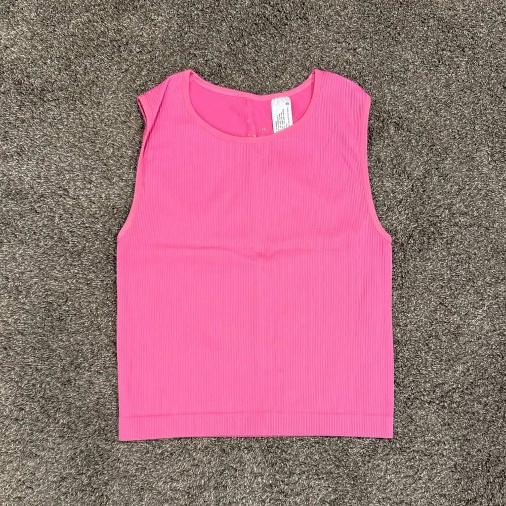 a new day Bright Pink Ribbed Tank Top